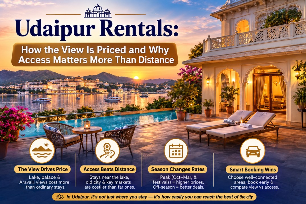 villa on rent in Udaipur views and access